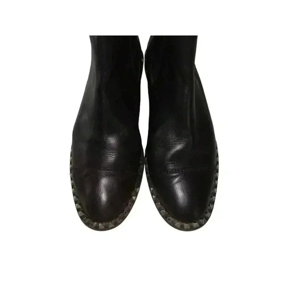 Zara Woman Black Studs Leather Slip On Heels Black Booties 41 - Picture 3 of 9